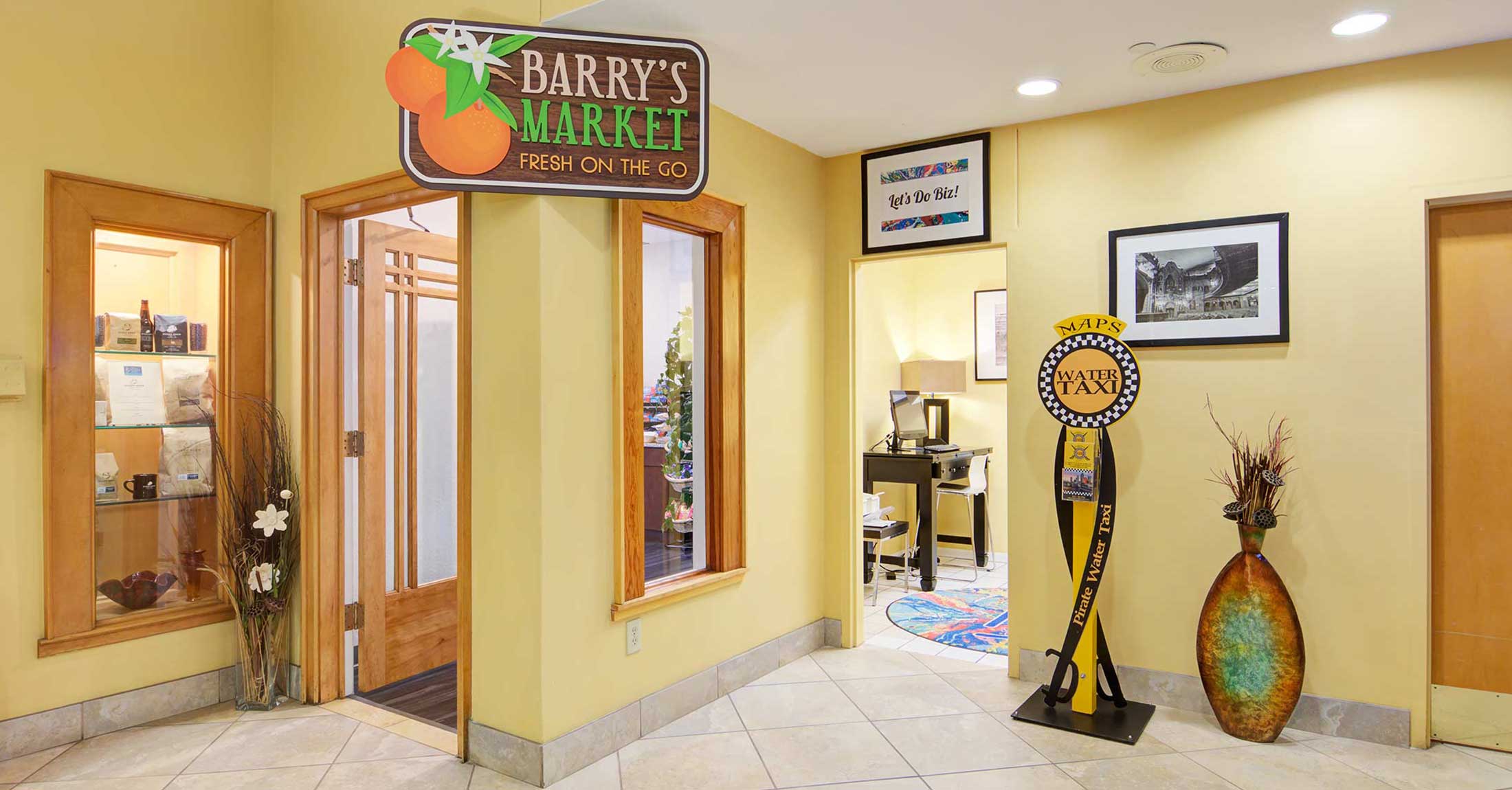 entrance to barry's market grab and go market and business center