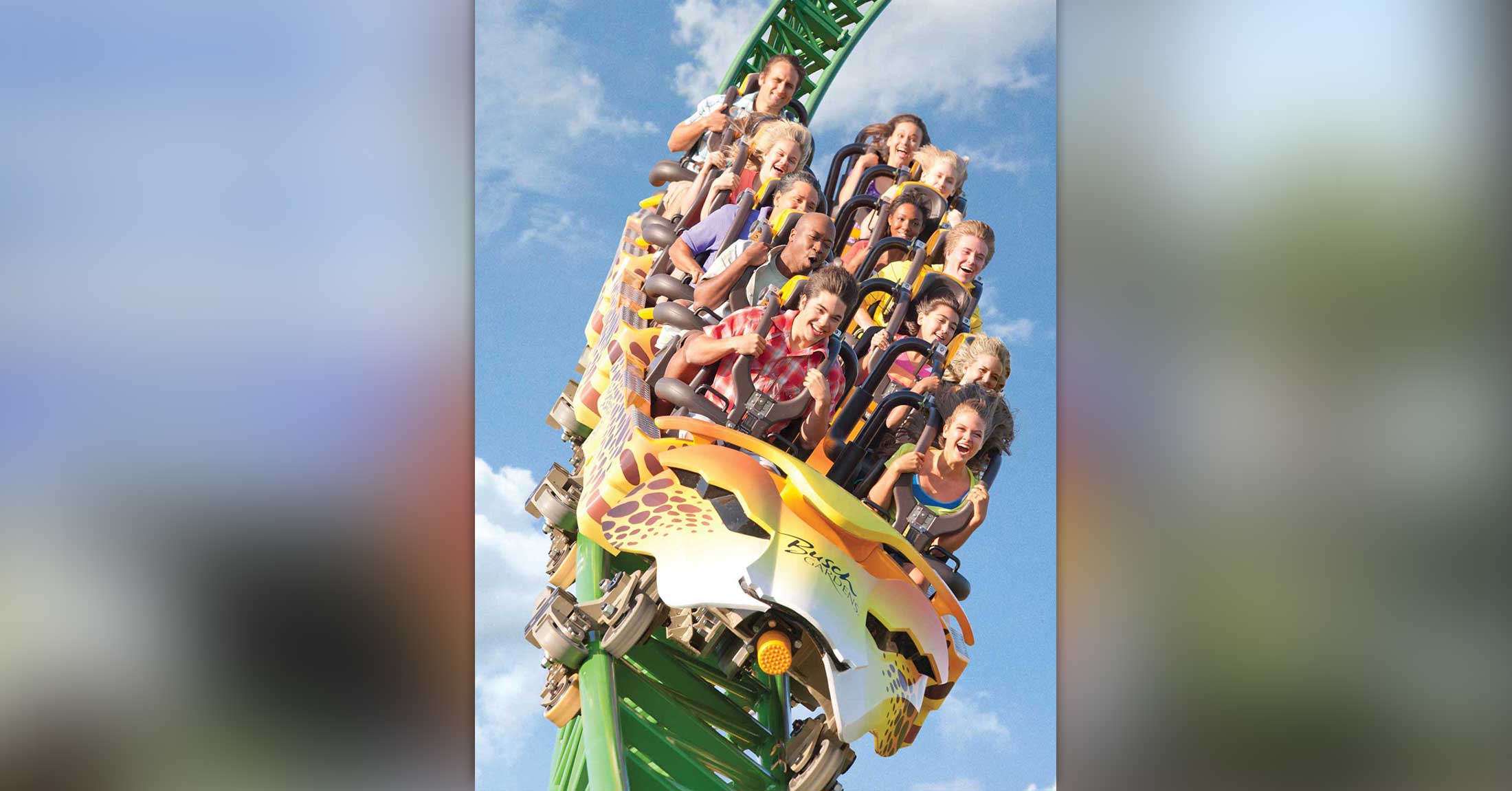 people riding rollercoaster at busch gardens